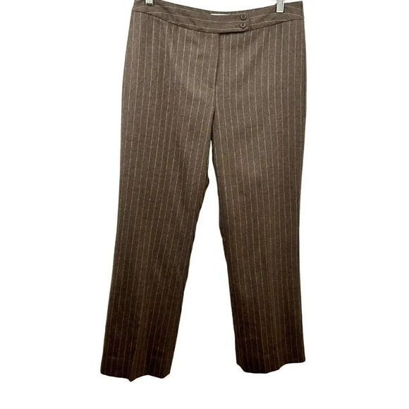 Pendleton Trouser Pants,‎ Size 10 Petite, 100% Virgin Wool, Pin Stripe, Brown - Picture 1 of 7